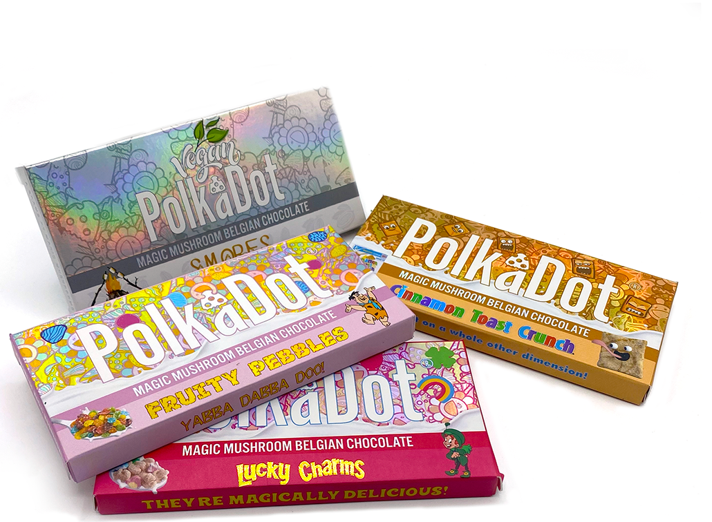 Polka Dot Magic Mushroom Chocolate Bars